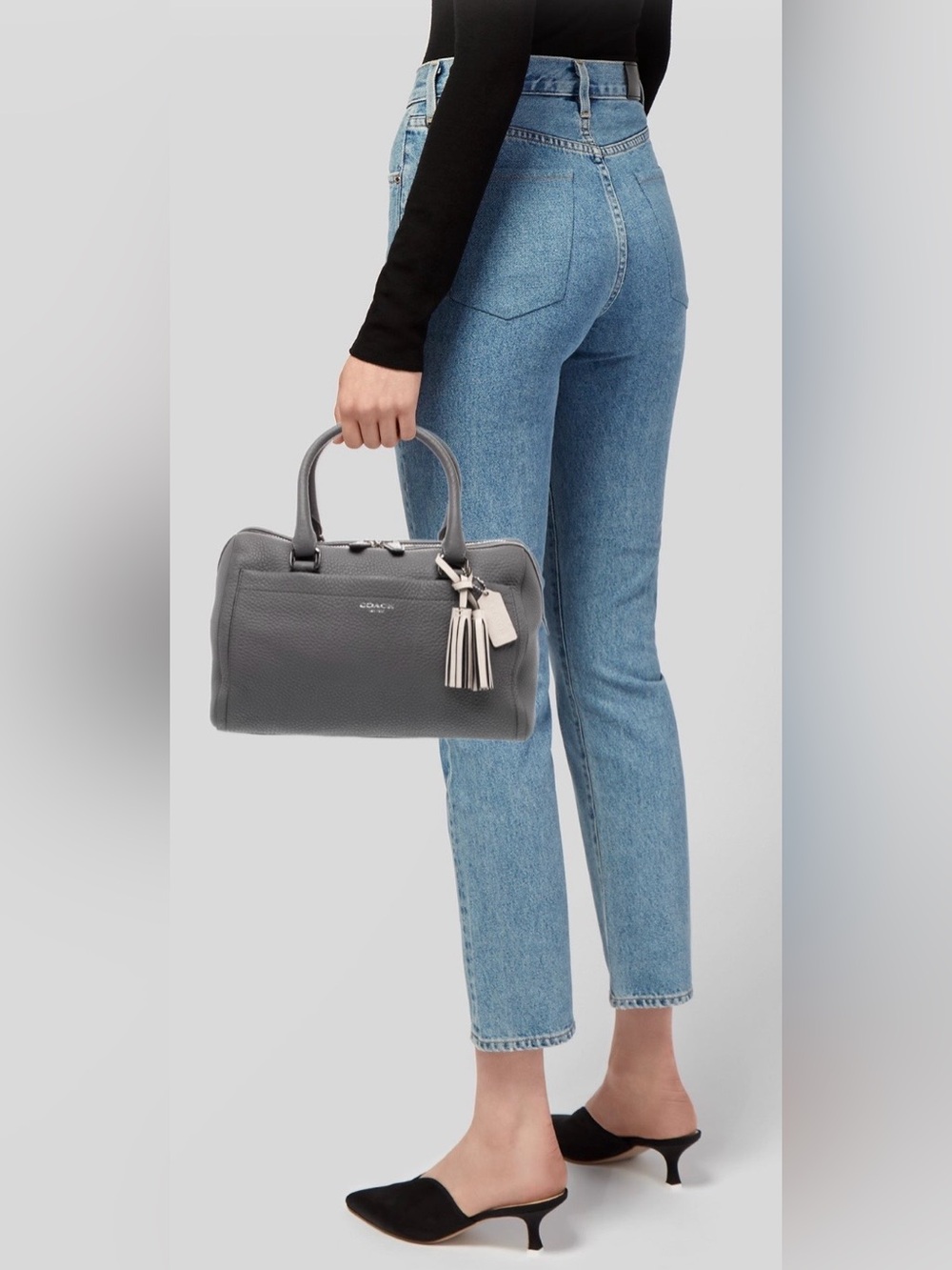 COACH Gray Pebbled Leather Legacy Haley Satchel